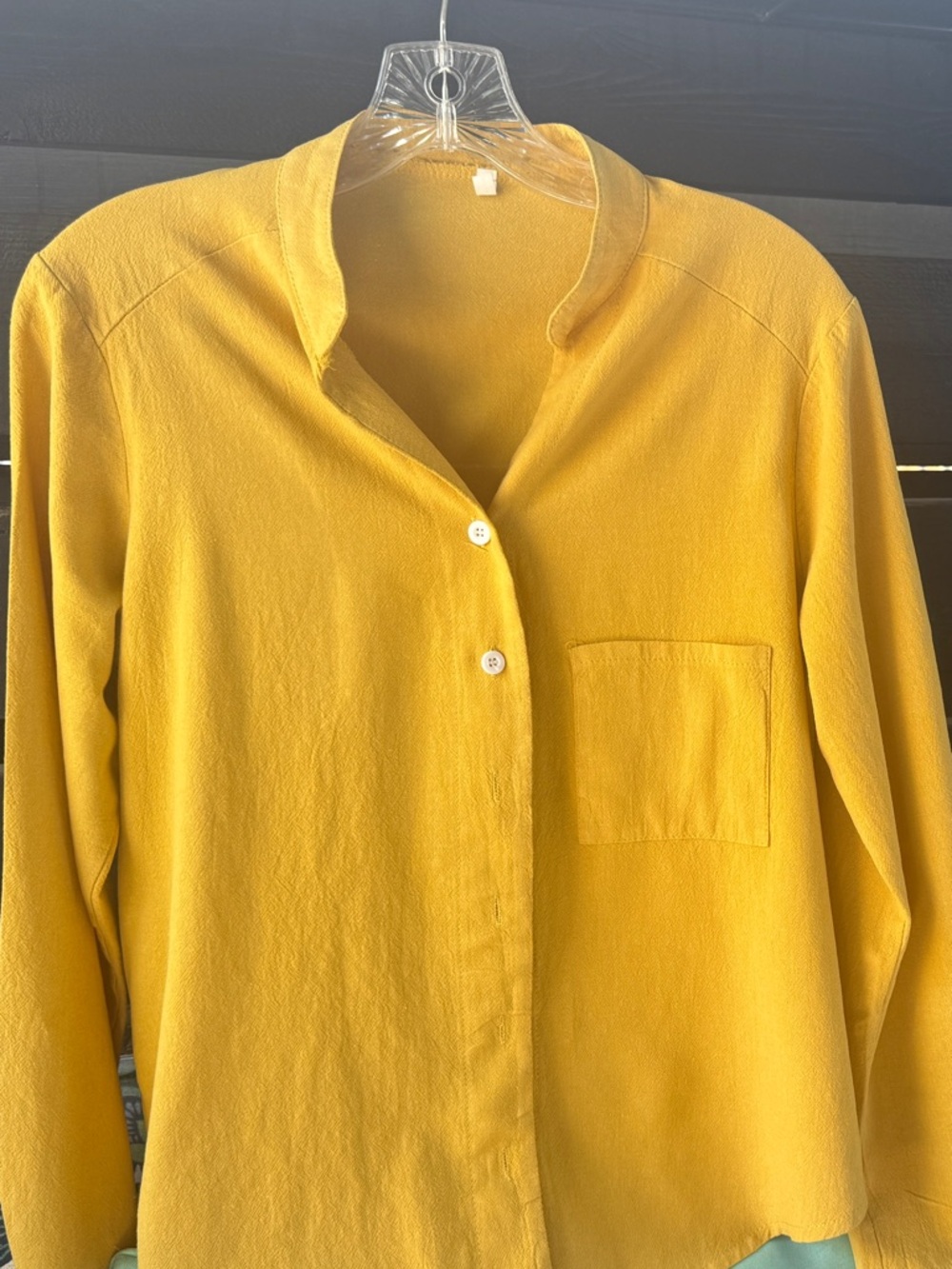 Women's Mustard Yellow Button-Front Shirt with Chest Pocket